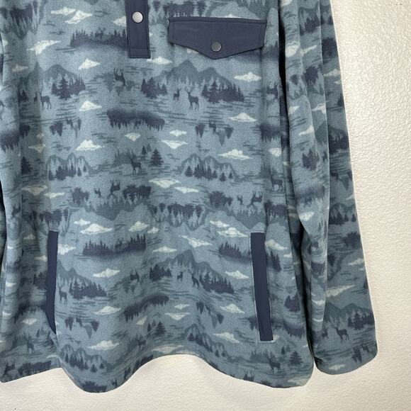 Duluth Pullover Mens XL Blue Camo Deer Doubleback Fleece Button Mock Outdoor - Picture 4 of 10